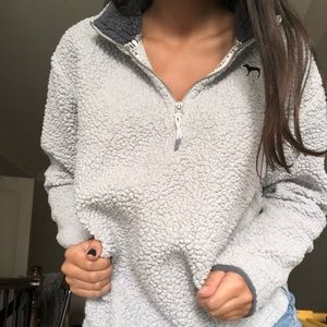 VS PINK baby blue Sherpa quarter zip